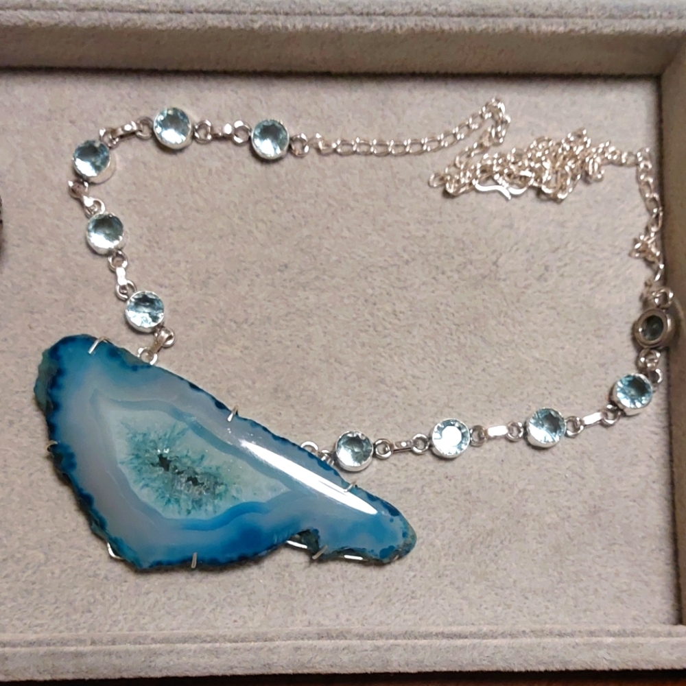 Huge Blue Agate Statement Necklace